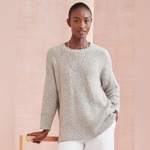 EILEEN FISHER Peruvian-Organic-Cotton Crewneck Tunic Knit Sweater